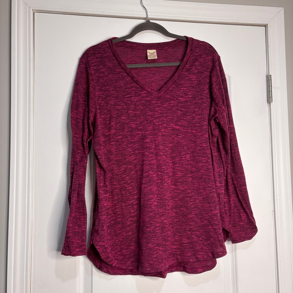 Faded Glory Raspberry Pink Heathered Long Sleeve Tee Size 1X